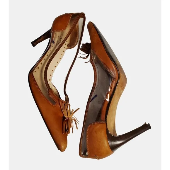 YSL Yves‎ Saint Laurent Pointed Toe Tassel Pump Womens 39 US 9 Western Old Money - Picture 2 of 14